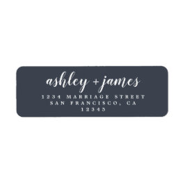 Etiqueta Endereço de Devolução de Casamento Azul Escuro do 