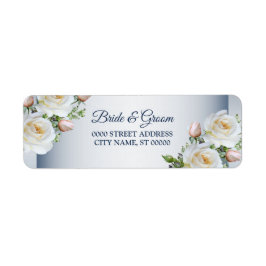 Etiqueta Endereço de Devolução de Casamento Azul Floral Bra