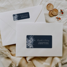 Endereço de Devolução de Casamento Azul Floral Poe