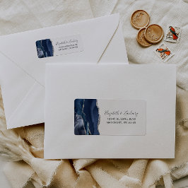 Etiqueta Endereço de Devolução de Casamento Azul Navy Prate