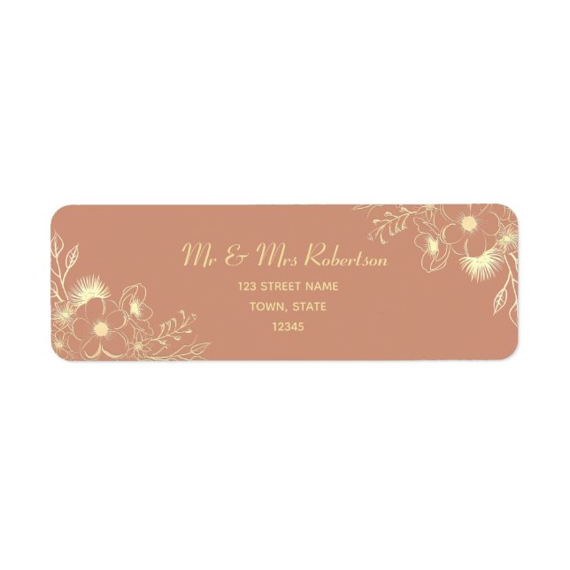 Etiqueta Endereço de Devolução de Casamento Boho Terracota (Frente)