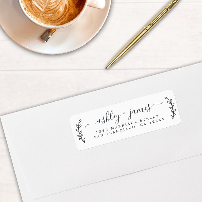 Etiqueta Endereço de Devolução de Casamento Branco Preto do (Criador carregado)