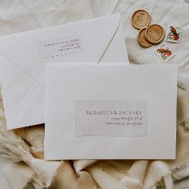 Etiqueta Endereço de Devolução de Casamento Burgundy Simple