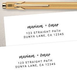 Etiqueta Endereço de Devolução de Casamento com Nome em Let