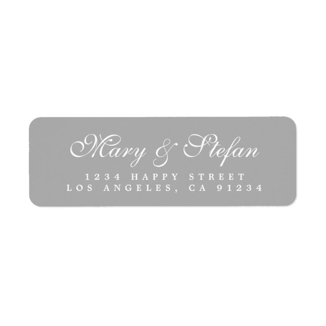 Etiqueta Endereço de Devolução de Casamento de Cinza de Scr (Frente)