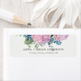 Etiqueta Endereço de Devolução de Casamento de Hydrangea pi
