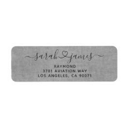 Etiqueta Endereço de Devolução de Casamento Elegante Cinza 