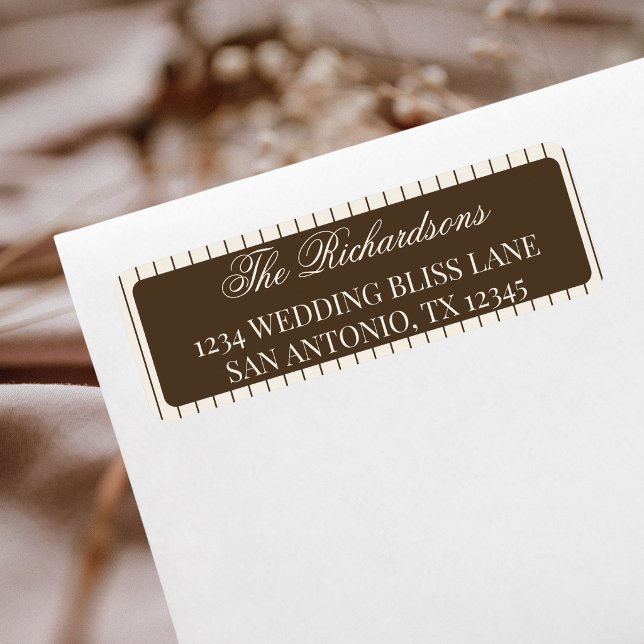 Etiqueta Endereço de Devolução de Casamento Elegante com Li (Criador carregado)