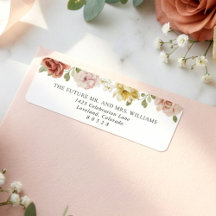 Endereço de Devolução de Casamento Floral Elegante