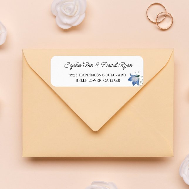 Etiqueta Endereço de Devolução de Casamento Floral Elegante (Criador carregado)