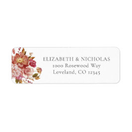 Etiqueta Endereço de Devolução de Casamento Floral em Aquar