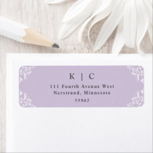 Etiqueta Endereço de devolução de casamento Lilac da Lavand