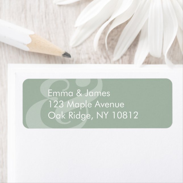 Etiqueta Endereço de Devolução de Casamento Sage Reverso |  (Insitu)