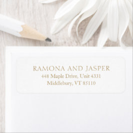 Etiqueta Endereço de Devolução de Casamento Simples Dourado