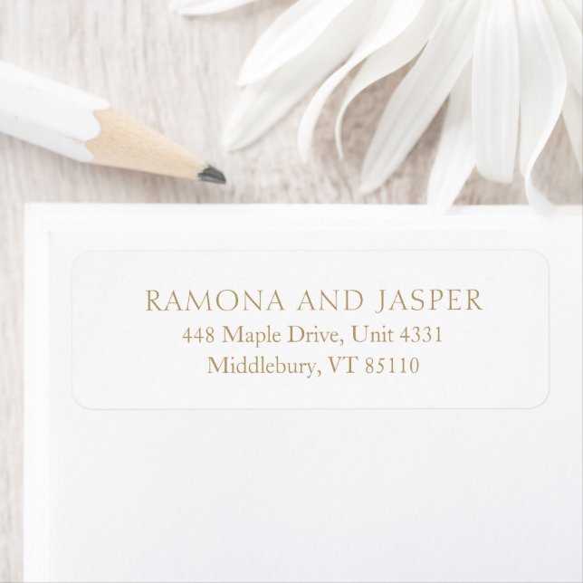 Etiqueta Endereço de Devolução de Casamento Simples Dourado (Insitu)