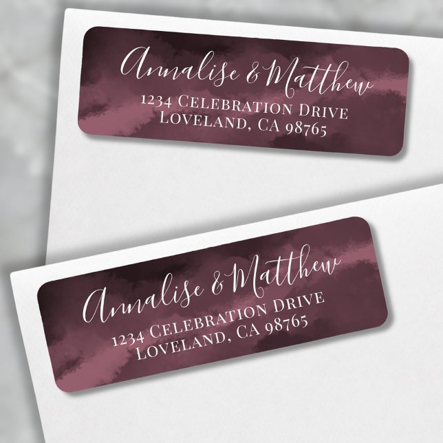 Etiqueta Endereço de devolução de casamento vermelho minima (Elegant Minimalist Red Wedding Return Address label)
