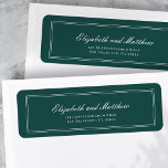 Etiqueta Endereço de Devolução de Casamentos Elegantes Clás<br><div class="desc">Composto de simples quadros revestidos de hetero com script cursivo clássico e tipografia serif. Esses elementos são simples,  eternos e clássicos. Este foi projetado pelo White Paper Birch Co. exclusivo para Zazzle. Disponível aqui: http://www.zazzle.com/store/whitepaperbirch</div>