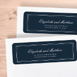 Etiqueta Endereço de Devolução de Casamentos Elegantes Clás<br><div class="desc">Composto de simples quadros revestidos de hetero com script cursivo clássico e tipografia serif. Esses elementos são simples,  eternos e clássicos. Este foi projetado pelo White Paper Birch Co. exclusivo para Zazzle. Disponível aqui: http://www.zazzle.com/store/whitepaperbirch</div>