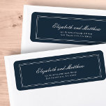 Etiqueta Endereço de Devolução de Casamentos Elegantes Clás<br><div class="desc">Composto de simples quadros revestidos de hetero com script cursivo clássico e tipografia serif. Esses elementos são simples,  eternos e clássicos. Este foi projetado pelo White Paper Birch Co. exclusivo para Zazzle. Disponível aqui: http://www.zazzle.com/store/whitepaperbirch</div>