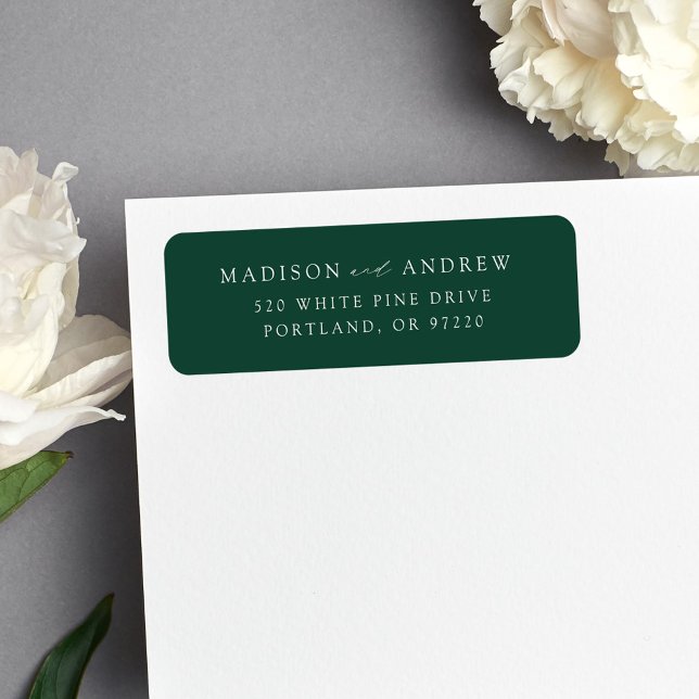 Etiqueta Endereço de Devolução de Casamentos Verdes Moderno (Criador carregado)