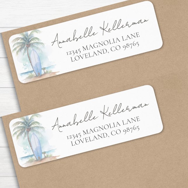 Etiqueta Endereço de Devolução de Chá de Bebê na Praia (Beach Baby Shower Return Address label )