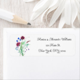 Etiqueta Endereço de Devolução de Cores Aquáticas Botânicas