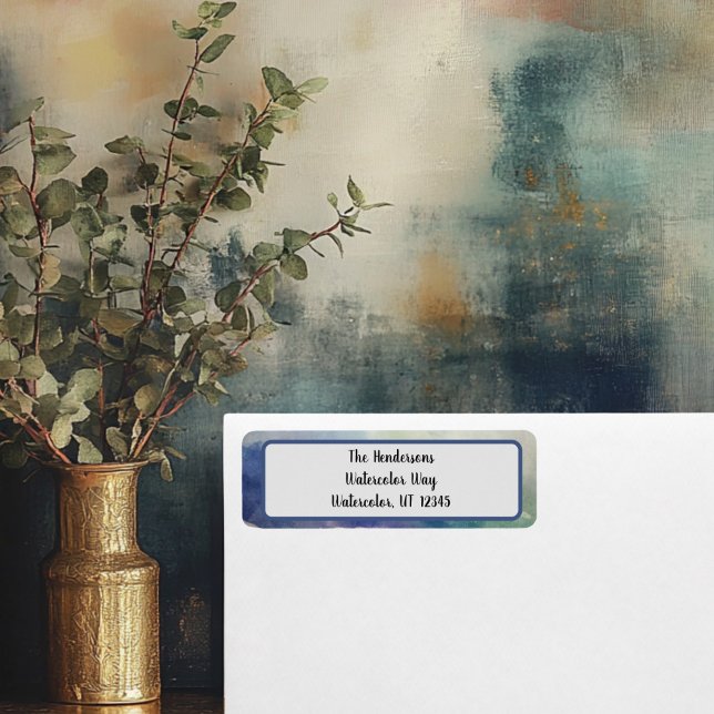 Etiqueta Endereço de devolução de feriado azul (watercolor Return Address Label )