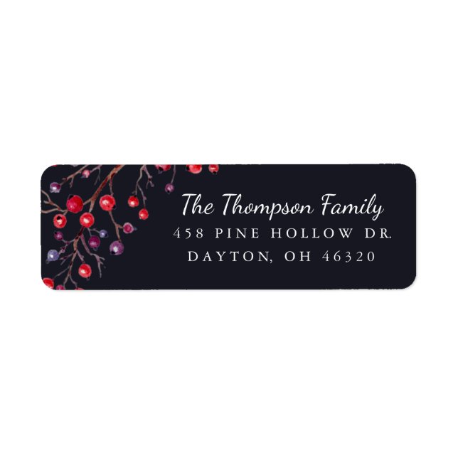 Etiqueta Endereço de devolução de feriado de Feliz Berry (Frente)