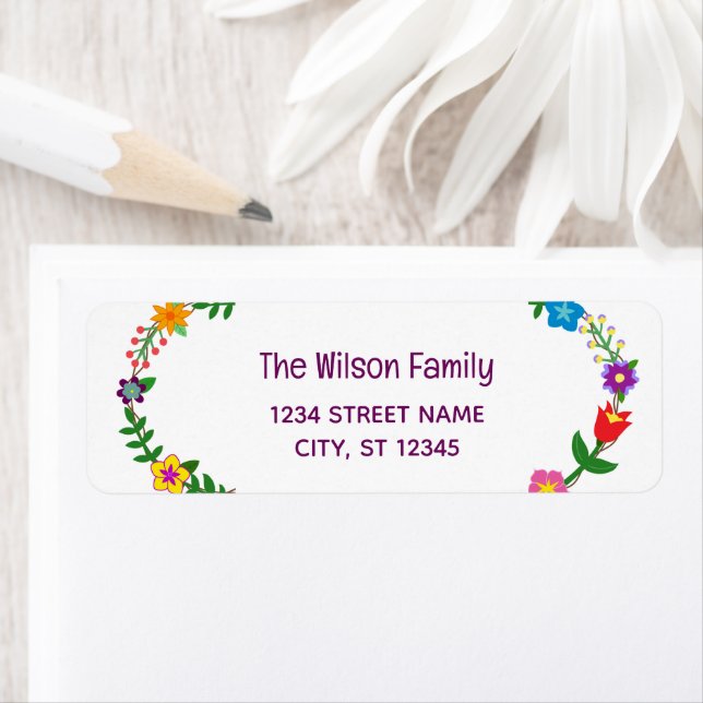 Etiqueta Endereço de Devolução de Flores Modernas de Script (Insitu)