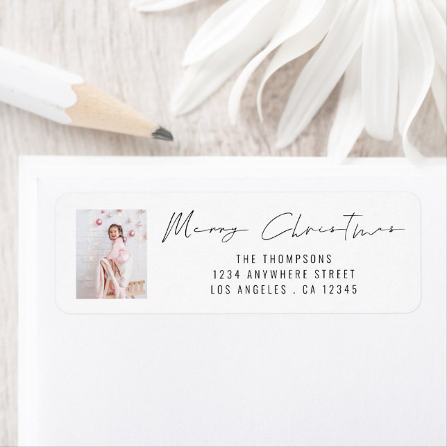 Etiqueta Endereço de devolução de fotos do script Feliz Nat (Insitu)