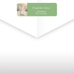 Etiqueta Endereço de devolução de fotos verdes da Sage<br><div class="desc">Personalize e adicione sua foto,  nome e endereço. Cartas brancas. Fundo verde-sábio colorido.</div>
