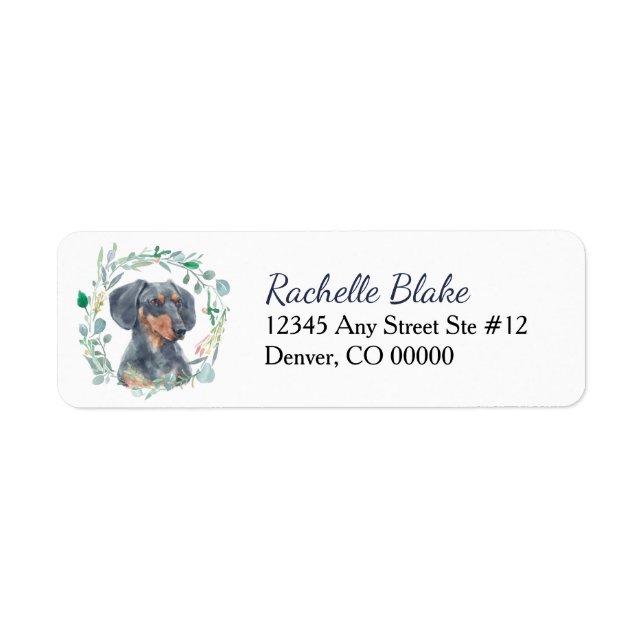 Etiqueta Endereço de Devolução de Grinalda de Dachshund (Frente)