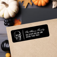 Endereço de Devolução de Halloween de Caveira Negr