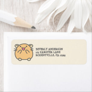 Etiqueta Endereço de Devolução de Hamster Kawaii Amarelo