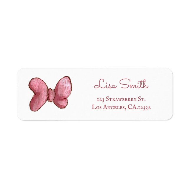 Etiqueta Endereço de Devolução de Laço Rosa Simples (Frente)