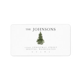 Etiqueta Endereço de devolução de Natal da Árvore de Aquare