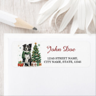 Etiqueta Endereço de devolução de Natal da Collie de Borda