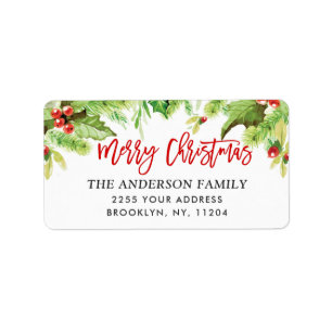 Etiqueta Endereço de devolução de natal da Watercolor Ho
