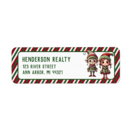 Etiqueta Endereço de devolução de Natal Elves