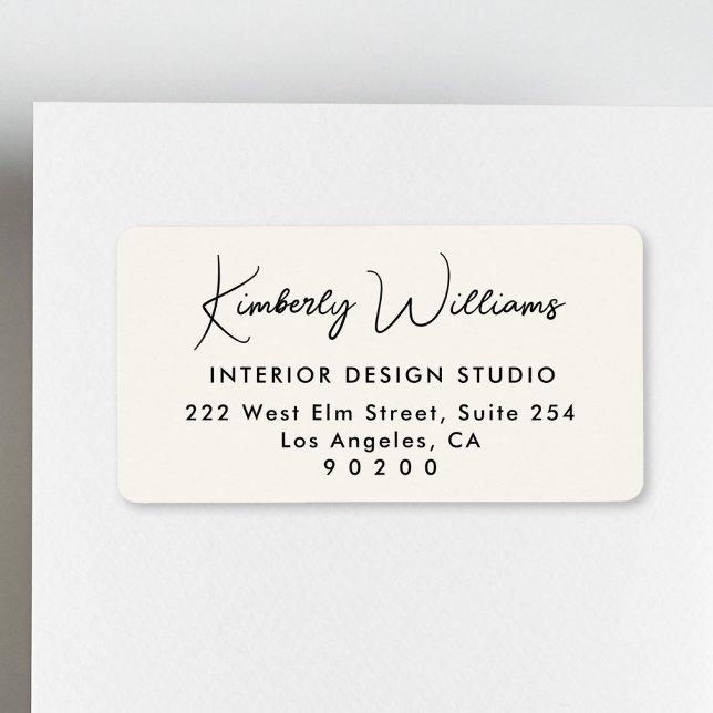 Etiqueta Endereço de Devolução de Negócios com Letra Modern (Modern Script Professional Business Return Address Label)