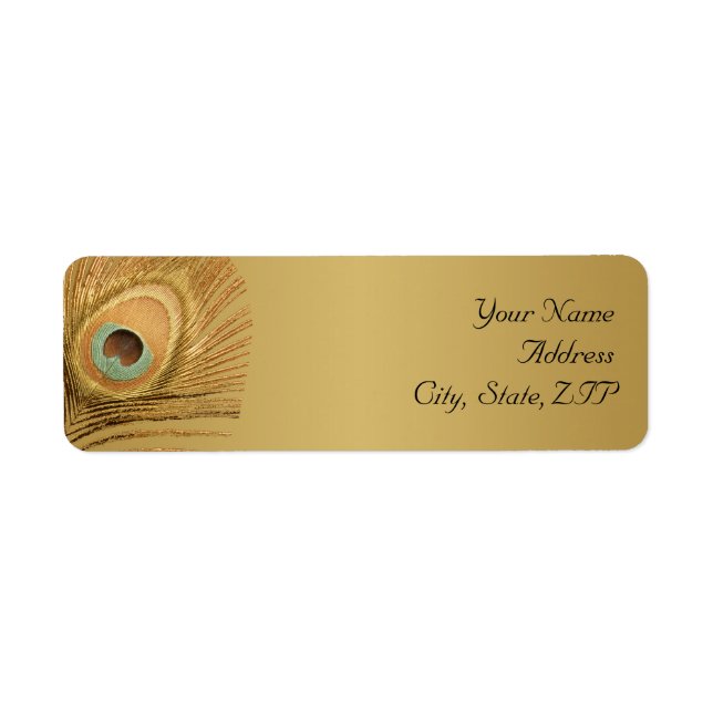 Etiqueta Endereço de devolução de peacock do ouro (Frente)