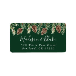 Etiqueta Endereço de devolução de Pinecone da Aquarela de i