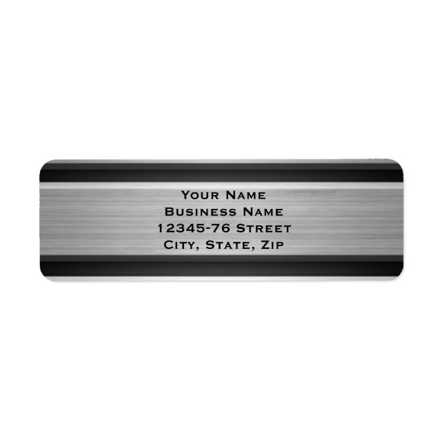 Etiqueta Endereço de devolução de prata e metal preto (Frente)