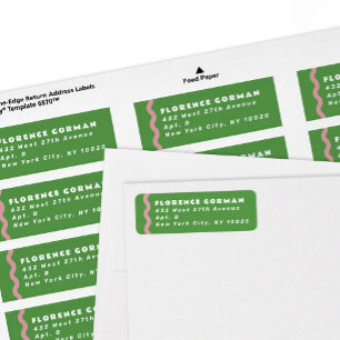 Etiqueta Endereço de devolução de quadro ondulado verde-cla