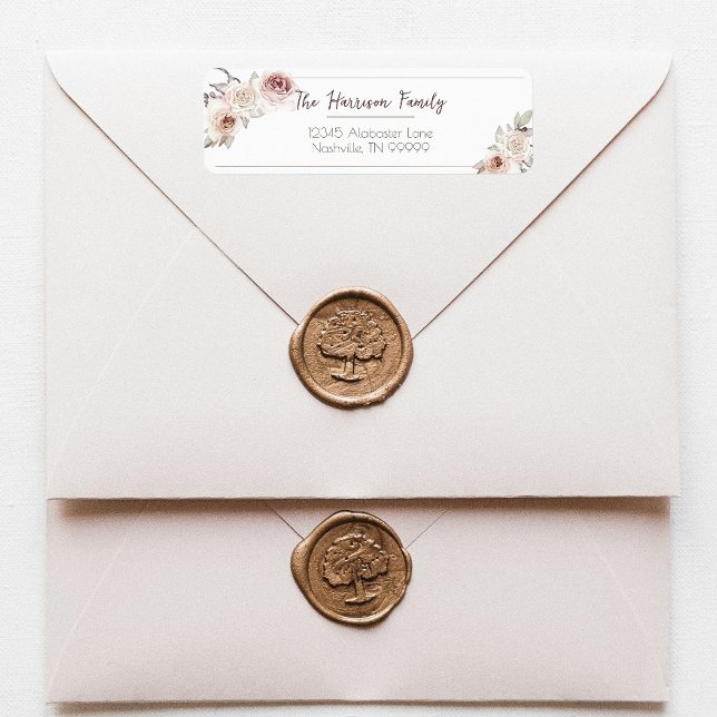 Etiqueta Endereço de devolução de Rosa bohemian (Bohemian Rose Wedding Return Address Label)