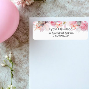 Etiqueta Endereço de devolução de Rosas Blush Floral