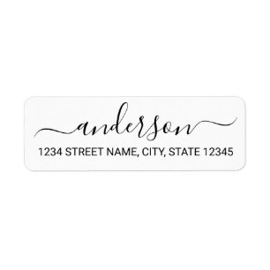 Etiqueta Endereço de Devolução de Script Branco e Preto Mod