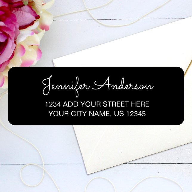 Etiqueta Endereço de Devolução de Script Manuscrito Simples (Criador carregado)