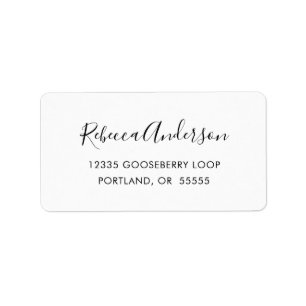 Etiqueta Endereço de Devolução de Script Simples Preto e Br