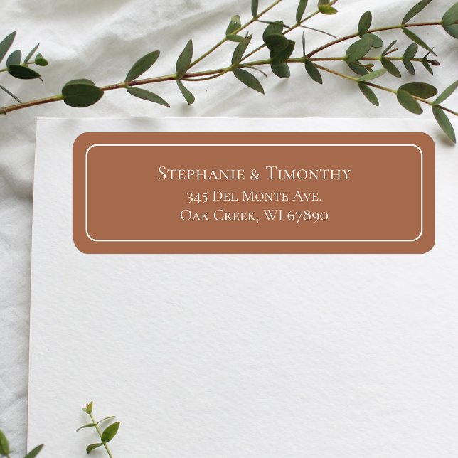 Etiqueta Endereço de devolução de Terracotta para casamento (Effortlessly manage wedding correspondence with our simple return labels, ensuring seamless mailing.)